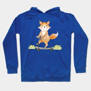 Fox Playing Scooter Hoodie